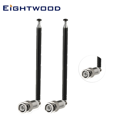 Eightwood 2PCS Telescopic Antenna Aerial BNC Plug Male RF Coaxial Connectors for Portable Radio Scanner/VHF/UHF/Sound Systems ► Photo 1/6