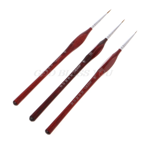 3Pcs Miniature Paint Brushes Professional Wolf Hair Fine Detailing 0~000 Drop Shipping ► Photo 1/6