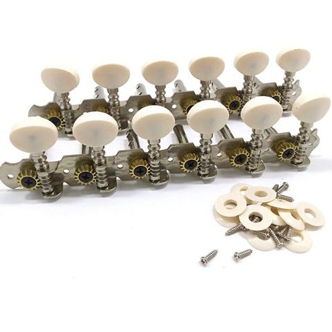 NEW-12 Strings Acoustic Guitar Tuning Pegs Chrome Plated Machine Heads 6L 6R Acoustic Guitar Instruments Accessory Part ► Photo 1/6