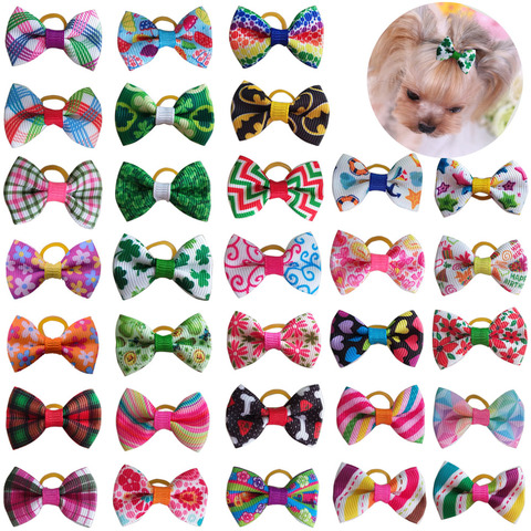 20 Pcs Dog Bows Pet Dog Grooming Accessories Products Handmade Christmas Small Dog Hair Bows Rubber Band Cat Hair Clips Boutique ► Photo 1/6