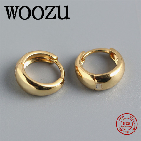 WOOZU Real 925 Sterling Silver Minimalist Wide Version Small Ear Buckle for Women Punk Hip Hop Men Rock hHoop Earrings Jewelry ► Photo 1/6