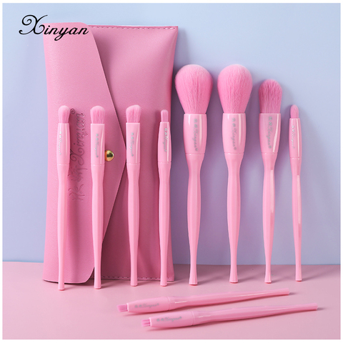 XINYAN Makeup Brushes Set Solid Eyeshadow Powder Plastic Handle Concealer Cosmetic Eyebrow Beauty Tool Eyelash With Case ► Photo 1/6