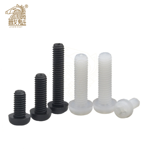 10-50pcs nylon screw M2 M2.5 M3 M4 M5 M6 M8 white or black Nylon Plastic insulation Phillips Cross Recessed round pan Head Screw ► Photo 1/5