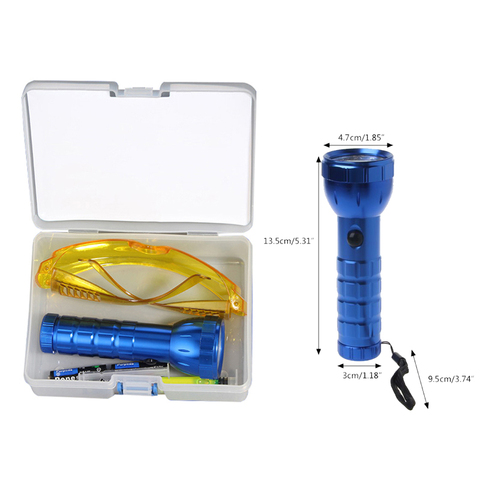 Car R134A R12 Air Conditioning A/C System Leak Test Detector Kit 14 LED UV Flashlight Protective Glasses UV Dye Tool Set ► Photo 1/6