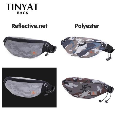 TINYAT Mens Waist Bag Net Polyester Fanny Bag Camouflage Male Belt Bag Pack Night Glow Phone Money Bag Banana bag hip Bag ► Photo 1/6