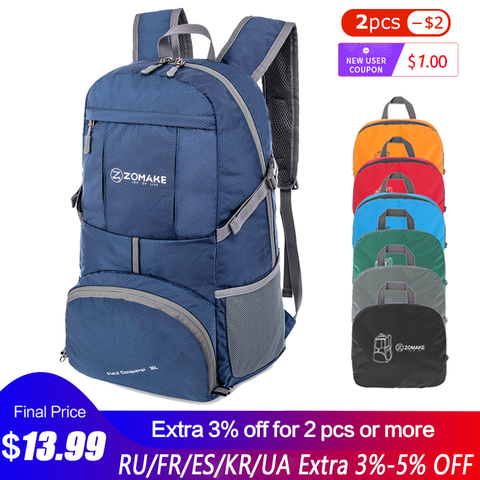 35L Portable Folding Unisex Backpack Outdoor Sport Bag Rucksack Reflective Stripe Men Hiking Travel Bag for Camping Cycling ► Photo 1/6
