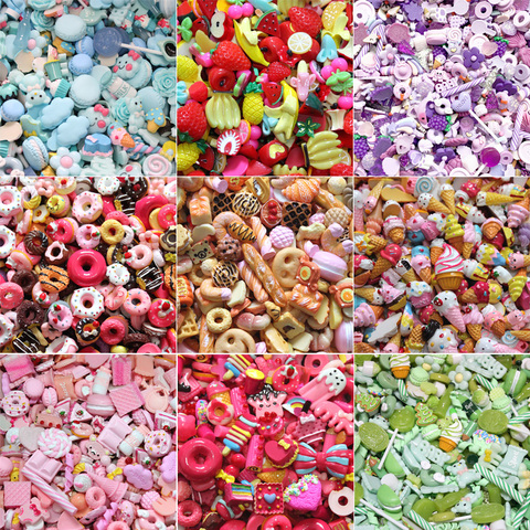 20Pcs Mixed Mini Cute Cake Fruit Candy Flower Luck Bags Flat back Resin Cabochon Embellishments DIY Scrapbooking For Phone Deco ► Photo 1/4