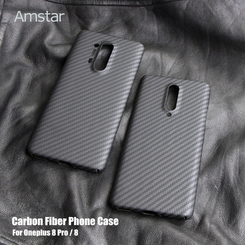 Amstar Carbon Fiber Protective Case for OnePlus 8 Pro 7 7T Pro Ultra-Thin Anti-Fall Anti-Finger Real Carbon Fiber Cover Cases ► Photo 1/6