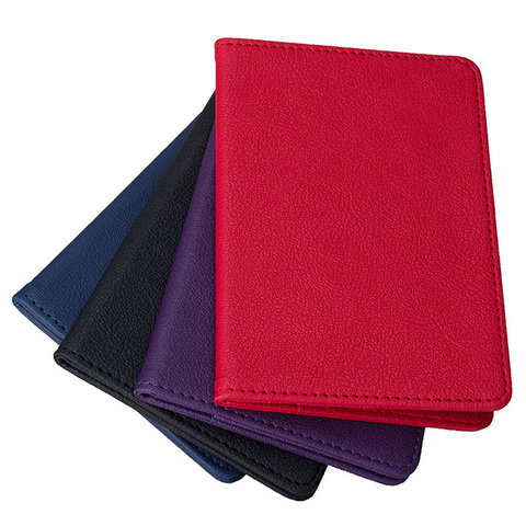 New Solid Color Travel Passport Holder Cover ID Card Ticket Pouch Bag Protector PU Leather Credit Card Red Blue Bags Cover ► Photo 1/6