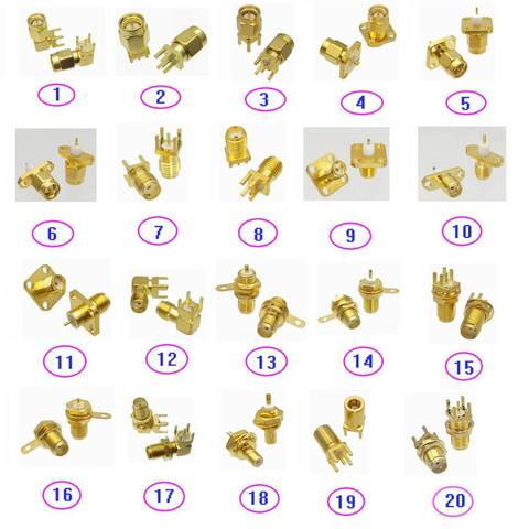 Connector SMA / SMB Male Plug & Female Jack Solder PCB mount & Flange PTFE mount & Bulkhead Nut mount RF Coaxial ► Photo 1/1