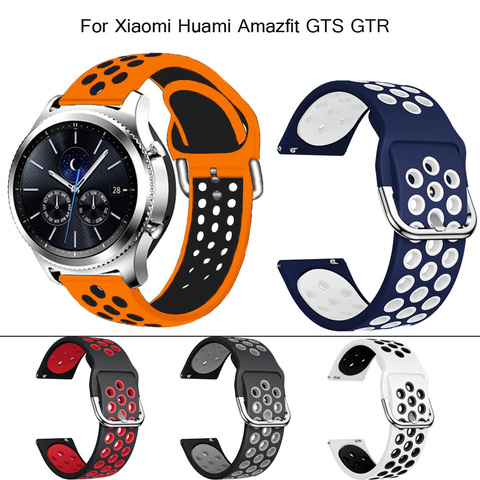 20/22mm soft silicone Sport Strap For Xiaomi Amazfit Bip GTS GTR Strap Bracelet For Huami Amazfit Pace Stratos GTR 42 47mm Strap ► Photo 1/6