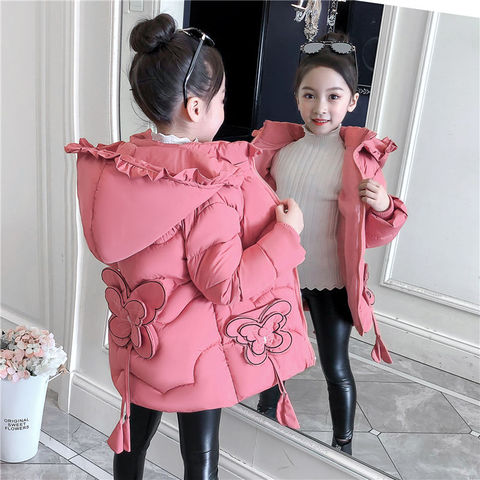 6-14Y NEW Girls Long Jacket&Outwear Children Cotton-padded Jacket Girls Winter down Clothes Warm Coat Fur Hooed Snowsuit Kids ► Photo 1/6