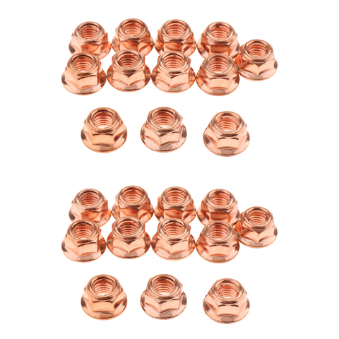 24x Copper Nuts For BMW E30 Exhaust Manifold Pipe Head Nuts Stud M8 Flange Copper ► Photo 1/6