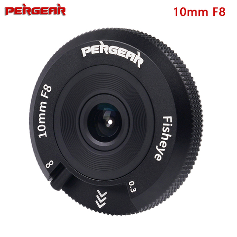 Pergear 10mm F8 Pancake Fisheye Lens APS-C Format Camera Lens 80g Light Weight for Sony E-mount Canon eos-m / Fuji / M4/3 Mount ► Photo 1/6