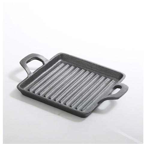 14*13.5cm Cast Iron Square Grill Plate with Double Ears Easy Access Steak Grill Pan Utensils for ki ► Photo 1/4