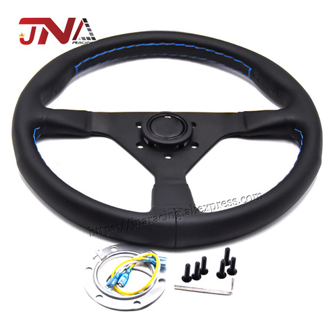 Racing Classical Microfiber Leather Steering Wheel with button Leather Car Styling Steering Wheel ► Photo 1/5
