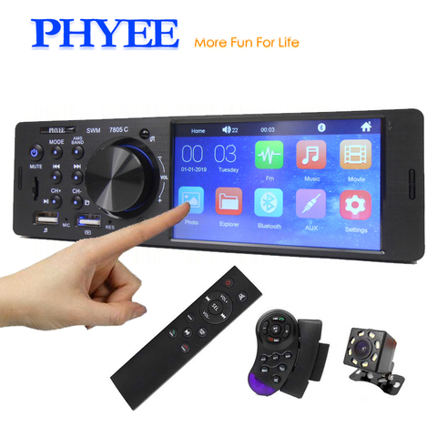 Touch Screen Car Radio 1 Din 4.1 Inch Audio Video MP5 Player TF USB Fast Charging ISO Remote Multicolor Lighting Head Unit 7805C ► Photo 1/6