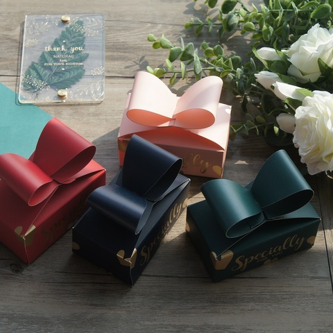 Gold 10pcs Bow Paper Box As Soap Cookie Candy Little Gift Packaging Christmas Wedding Favors Gifts Decoration ► Photo 1/6