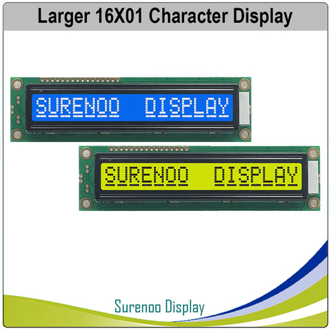 Larger 161 16X1 1601 Character LCD Module Display Screen LCM Blue Yellow Green with Backlight Build-in SPLC780D Controller ► Photo 1/3