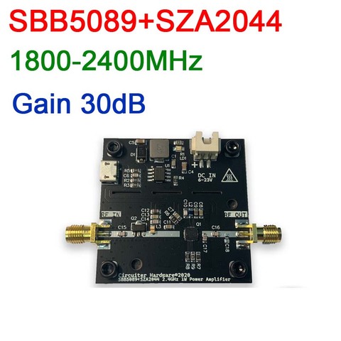 SBB5089 + SZA2044 700MHz~2400MHz 1W RF power amplifier 30DB DC 8-23V FOR 2.4Ghz wifi Bluetooth Ham Radio Amplifier ► Photo 1/5
