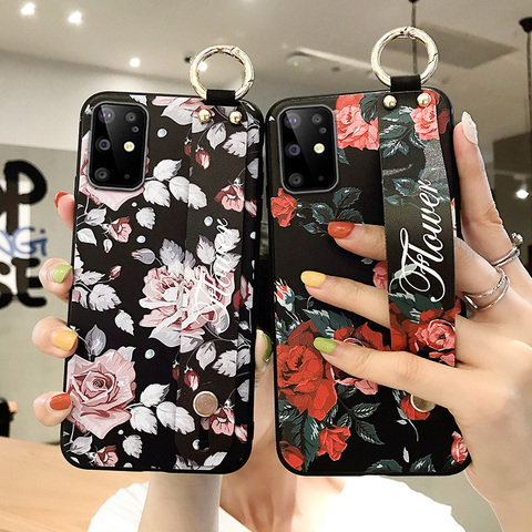 for Samsung Galaxy S20 FE 5G Case Luxury Flower Wristband Phone Holder Cover for Samsung A21S M51 A20S A7 2022 3D Relief Coques ► Photo 1/6