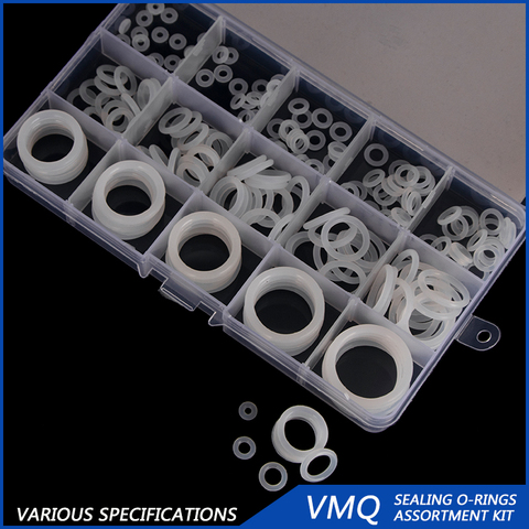 PCP DIY Silicone O-ring Durable White Gasket Replacements CS 1.9mm 2.4mm 3.1mm OD 6mm-30mm 15 Sizes 200PCS/SET BG017 ► Photo 1/6