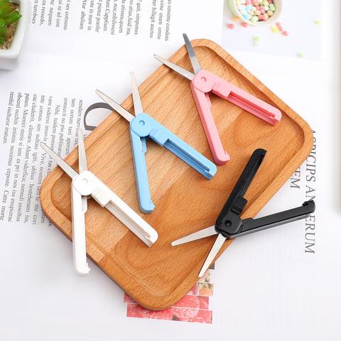 creative Portable Telescopic scissors Pure color Simplicity paper-cutting folding safety scissors mini stationery scissors ► Photo 1/6