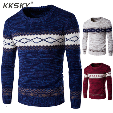 Autumn Sweaters And Pullovers Men Long Sleeve Knitted Sweater High Quality Winter Pullovers Homme Warm Navy Coat 3xl Newest ► Photo 1/6