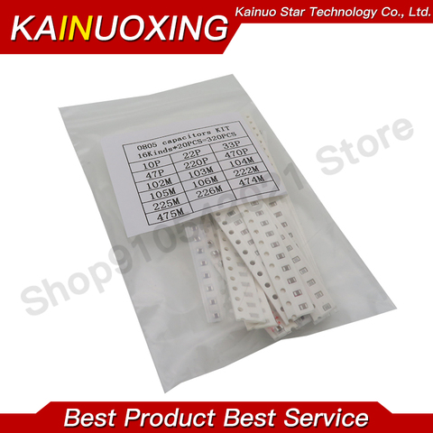 Free shipping 0805 SMD Capacitor assorted kit ,16values*20pcs=320pcs 10PF-22UF Samples kit ► Photo 1/1