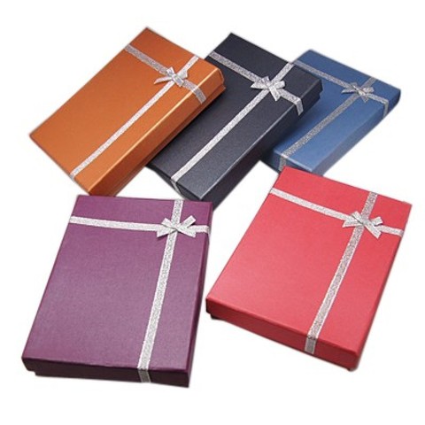 6pcs/lot 18x13x3.3cm Rectangle Jewelry Cardboard Boxes for Nacklaces,Rings and Earrings Christmas Xmas Gift Package with Bowknot ► Photo 1/5