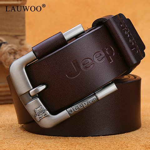 LAUWOO  belt male fashion leather belt men male genuine leather strap luxury pin buckle men's belt Cummerbunds ceinture homme ► Photo 1/6