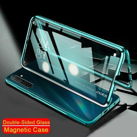 Double sided glass Magnetic case for OPPO Realme 7 7i 6i 5i 6 6S C3 X50 C11 C15 C17 Pro Reno 2Z 2F Alumium metal 360 degree ► Photo 1/6