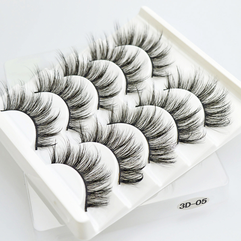 5pairs Natural false eyelashes with thick false eyelash extensions Reusable 3D false eyelashes makeup soft and easy to wear ► Photo 1/6