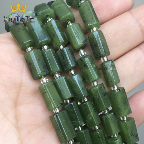 Natural Faceted Green Canadian Jades Stone Beads Cylinder Spacer Beads For Jewelry DIY Making Bracelet Charms Accessories 7.5'' ► Photo 1/6