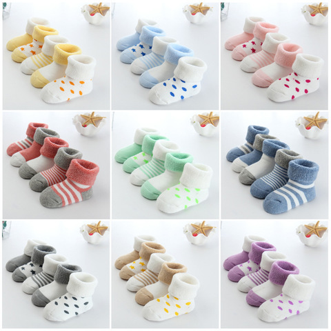 5 Pairs/lot 0 to 24M Newborn Baby's Terry Socks 2022 New Arrival Winter Warm Socks For Infants Girls Boys Thick Sock For Toddler ► Photo 1/6