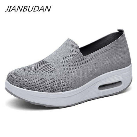 JIANBUDAN 2022 Summer Women Flat Platform Shoes Women Breathable Casual Sneakers Shoes Flat bottom wedge Walking Shoes Women ► Photo 1/6