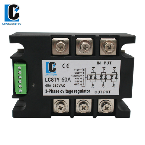 380VAC 40A-120A control signal 4-20mA or 1-5V Three phase voltage regulator power controller module ► Photo 1/6