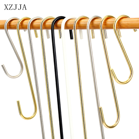 XZJJA 2Pcs Metal 10-30cm S Shaped Hooks Kitchen Bathroom Sundries Organizer Clothing Store Clothes Hanger Long Display Hooks ► Photo 1/6