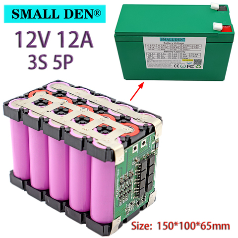 12V 12Ah 18650 lithium Rechargeable battery pack 3S5P for kids electric cars toy sprayer scale Access control UPS With 20A BMS ► Photo 1/6