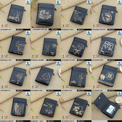 Anime One Piece/Black Butler/Gintama/Naruto/Tokyo Ghoul//Totoro etc Short Wallet Anime Coin Purse ► Photo 1/2