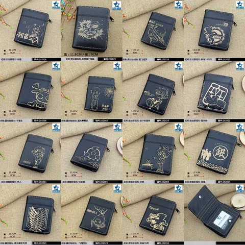 Anime One Piece/Black Butler/Gintama/Naruto/Tokyo Ghoul//Totoro etc Short Wallet Anime Coin Purse ► Photo 1/2