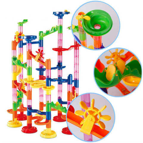 29/105pcs Set DIY Construction Marble Race Run Track Building Blocks Kids Maze Ball Roll Toys Christmas Gift ► Photo 1/6