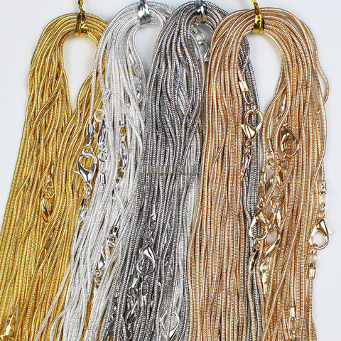 5pcs/lot Silver Plated / Gold Color 1.2mm Snake Chain Necklaces for Women 16