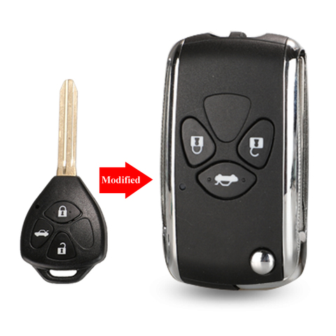 jinyuqin 3 Button Modified Flip Folding Remote Blank Key Shell for Toyota Corolla RAV4 Toy43 Uncut Blade Fob Case ► Photo 1/5