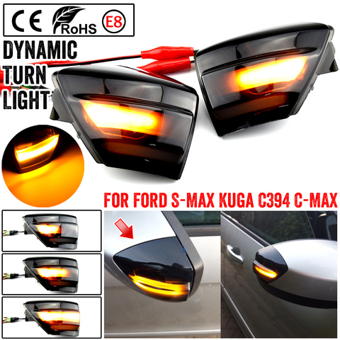 2X LED Dynamic Turn Signal Light Side Mirror Sequential Blinker Indicator Lamp For Ford S-Max 07-14 Kuga C394 08-12 C-Max 11-19 ► Photo 1/6