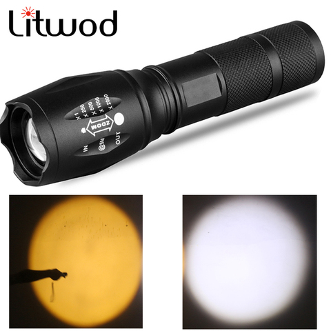 Yellow & White 2 Colors XM-L2 U3 Led Flashlight Zoomable Waterproof Torch 3800 Lumens 18650 or AAA Battery for Camping Lantern ► Photo 1/6