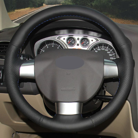 HKOADE Hand-stitched Black Artificial Leather Steering Wheel Cover for Ford Focus 2 2011 2010 2009 2008 2007 2006 2005 (3-Spoke) ► Photo 1/6