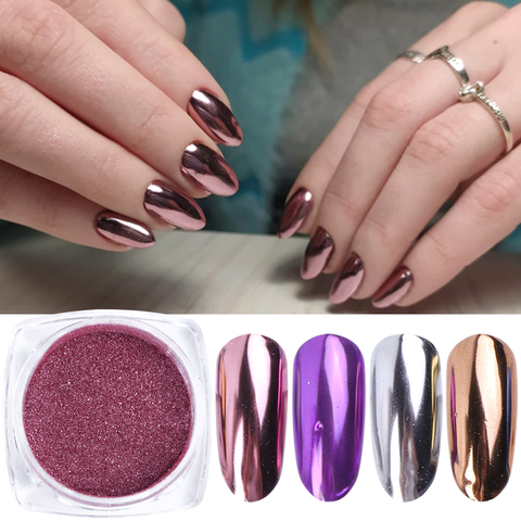 Chrome Nail Powder Set 6 Colors Rose Gold Chrome Nail Powder Holographic