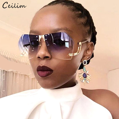 2022 New Irregular Rimless Sunglasses Women Brand Designer Alloy Frame Oversize Gradient Sun Glasses Fashion Female Clear Shades ► Photo 1/6