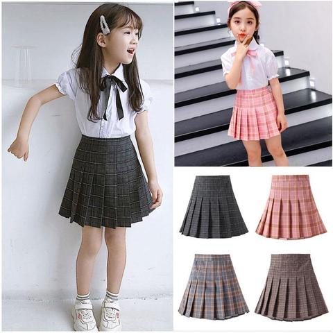 Girls High Waist Pleated Skirts Kawaii Harajuku Skirts Children Girls Lolita A-line Skirt Large Size Preppy School Uniform ► Photo 1/6